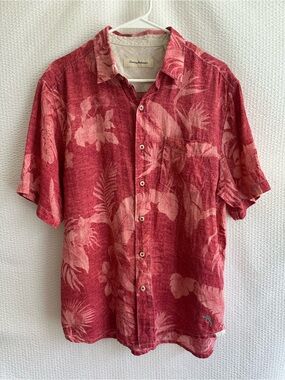 Tommy Bahama Men’s Tropical Short Sleeve Button Up Linen Shirt Size: Medium